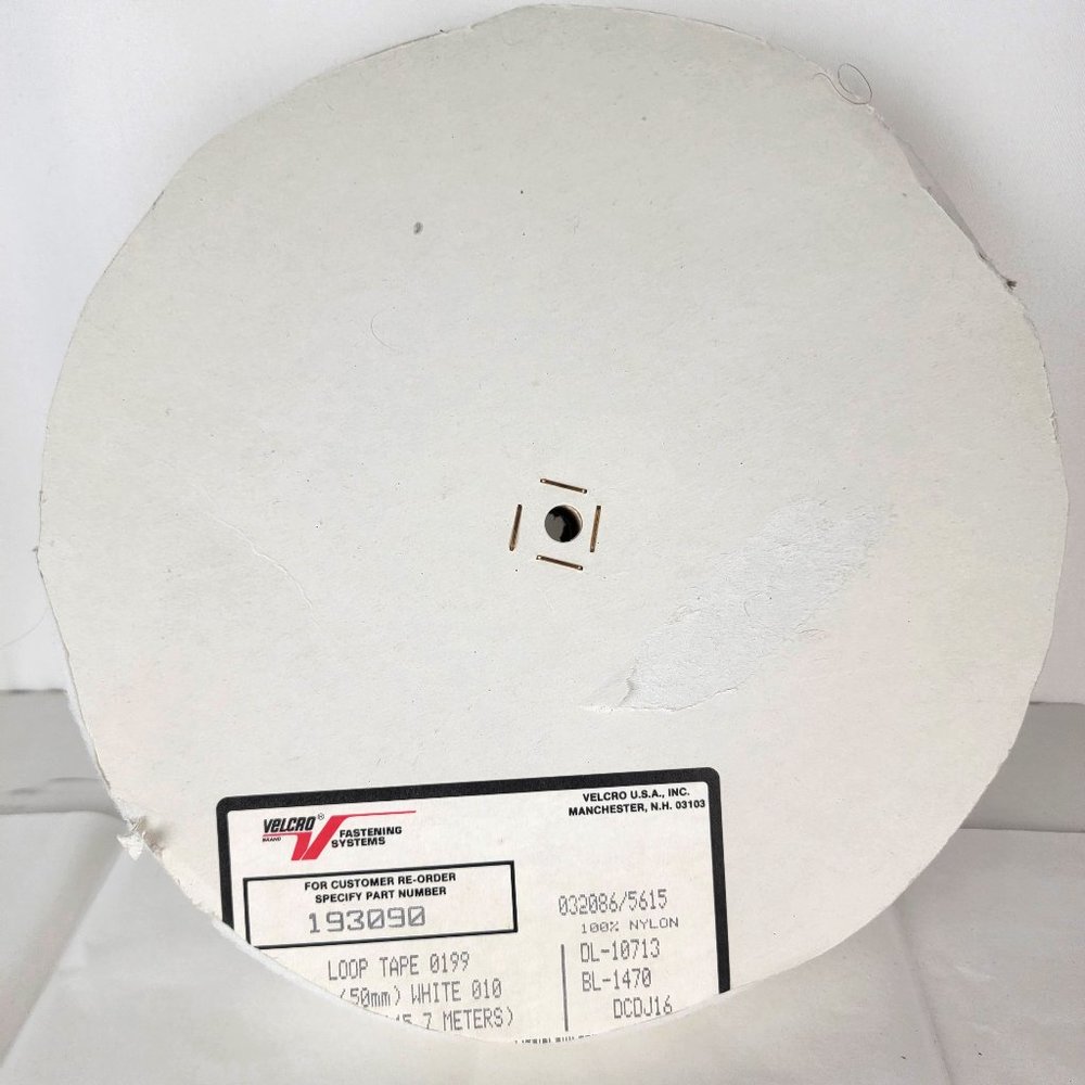 VELCRO® Brand Nylon Tape Loop #1000 Standard Backing 2" x 75' White 193090